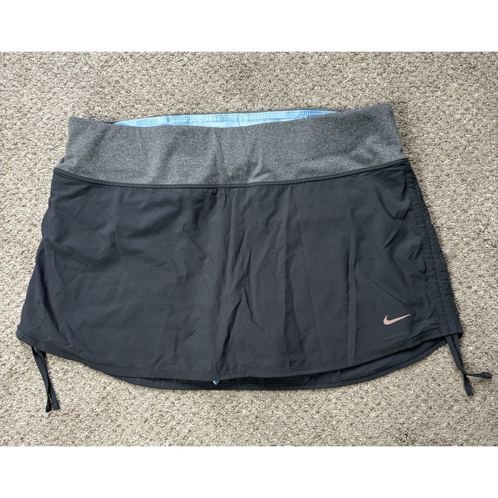 Nike Dri-Fit Athletic Skort Skirt Medium Blue Gray Ruched Tennis Pickleball Golf
